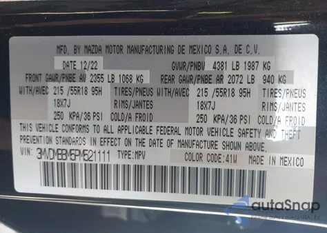 2023 Mazda Cx-30 Select from USA, damaged, VIN 3MVDMBBM5PM521111